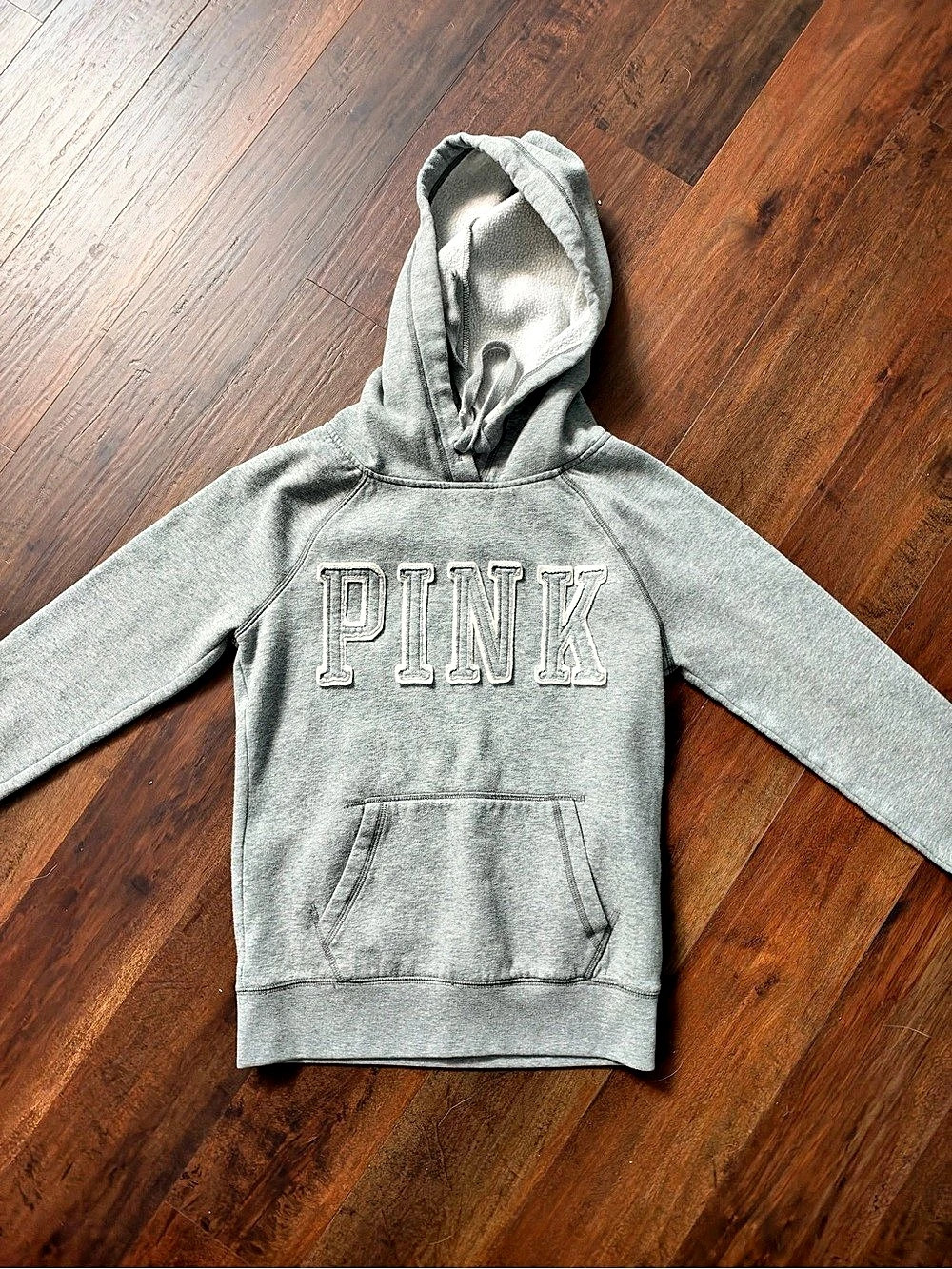 PINK Gray Logo Hoodie Size XS